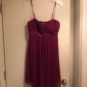 Purple Bedazzled-waist Dress